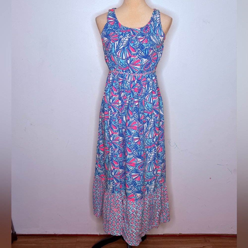 Lilly Pulitzer Maxi Dress Girls Size XL Blue Pink 20th Anniversary Collection - Picture 5 of 11
